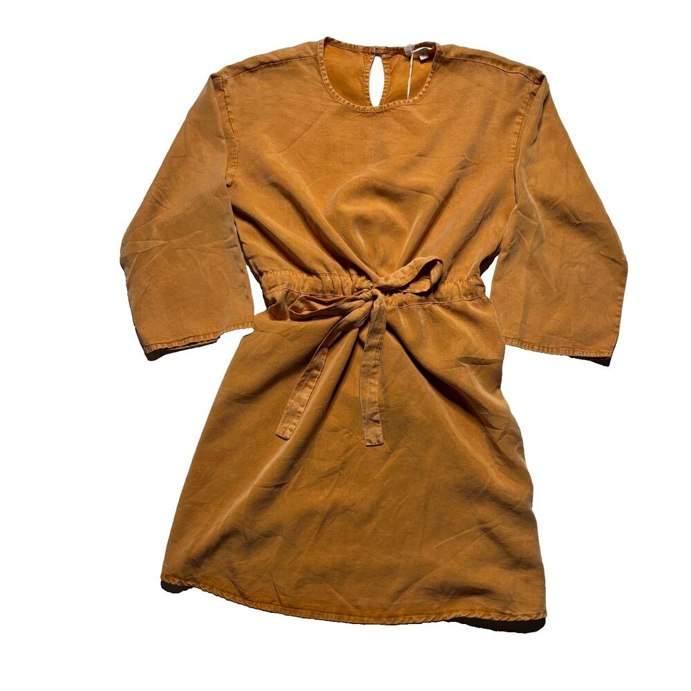 NWT Mododoc Gathered Waist Crew Mini Dress in hard to find Burnt Orange
